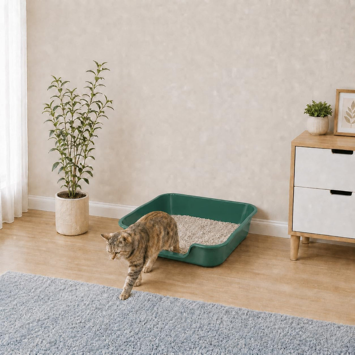 Extra Large Low Entry ABS Cat Litter Box, Green, 24" L x 20" W, 1 Pack | Durable low entry litter box, non-stick, odor-free, ideal for seniors, kittens, rabbits, large cats and multi-pet homes.