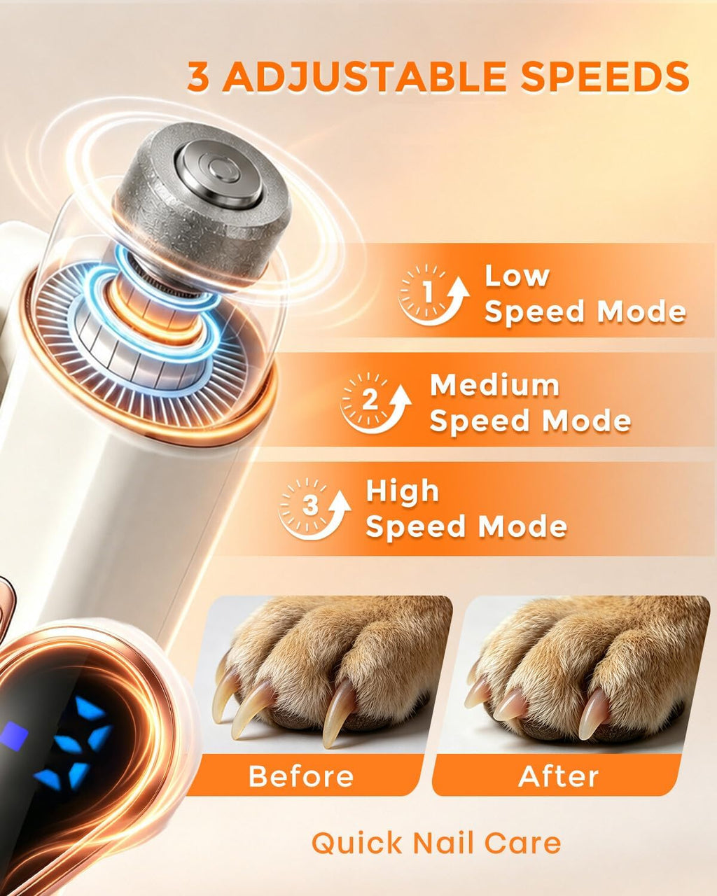 2-in-1 Dog Nail Clippers & Cat Grinder with Dual LED Lights (White)