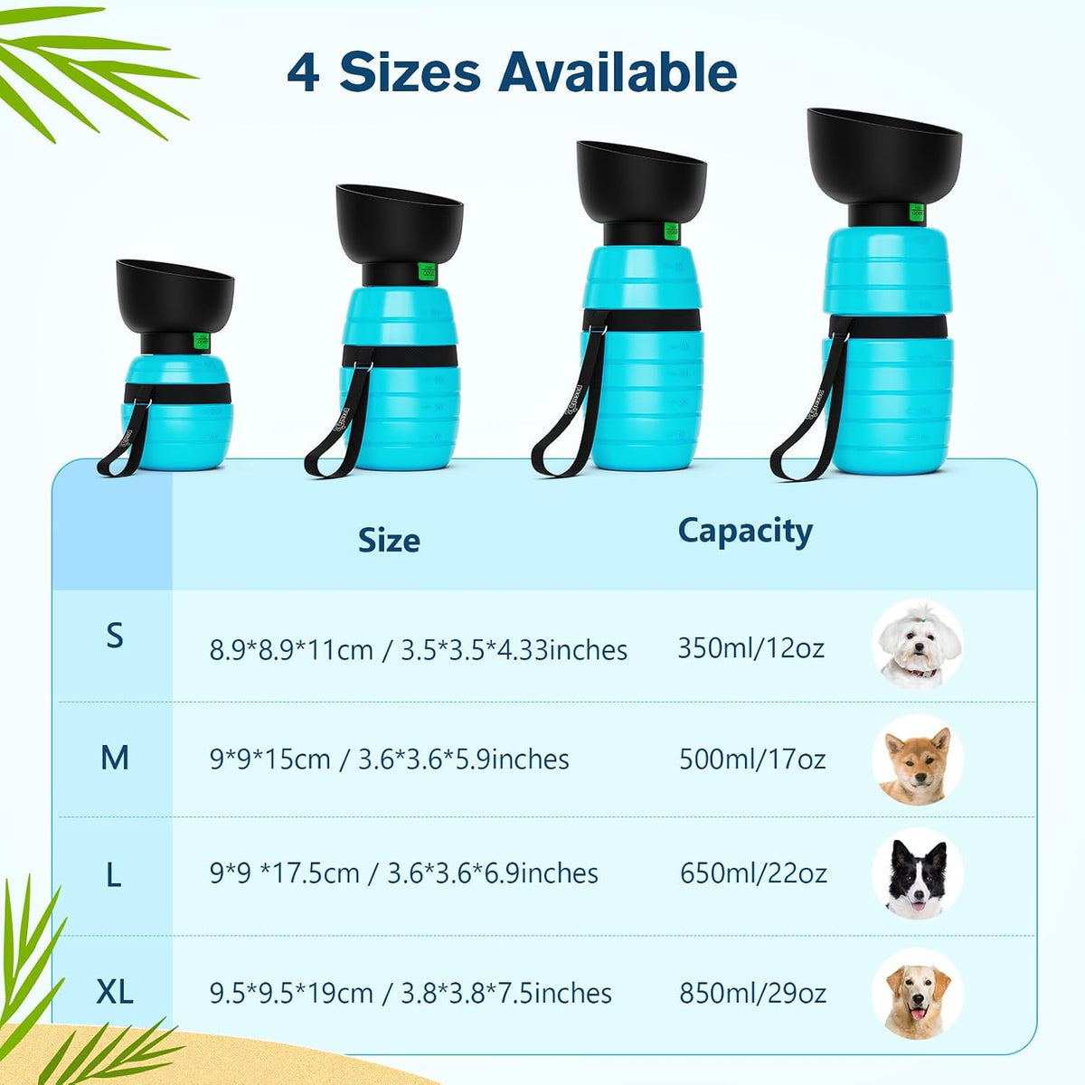 Pecute Portable 22 oz Dog Water Bottle, 2 in 1 Dog Water Bottle Bowl Leakproof with Double Seal, BPA Free, Lightweight, Pet Water Bottel Dispenser for Outdoor Walking Triping Hiking Camping Travels | Pet Water Dispenser Portable for Outdoor Walking Hik...