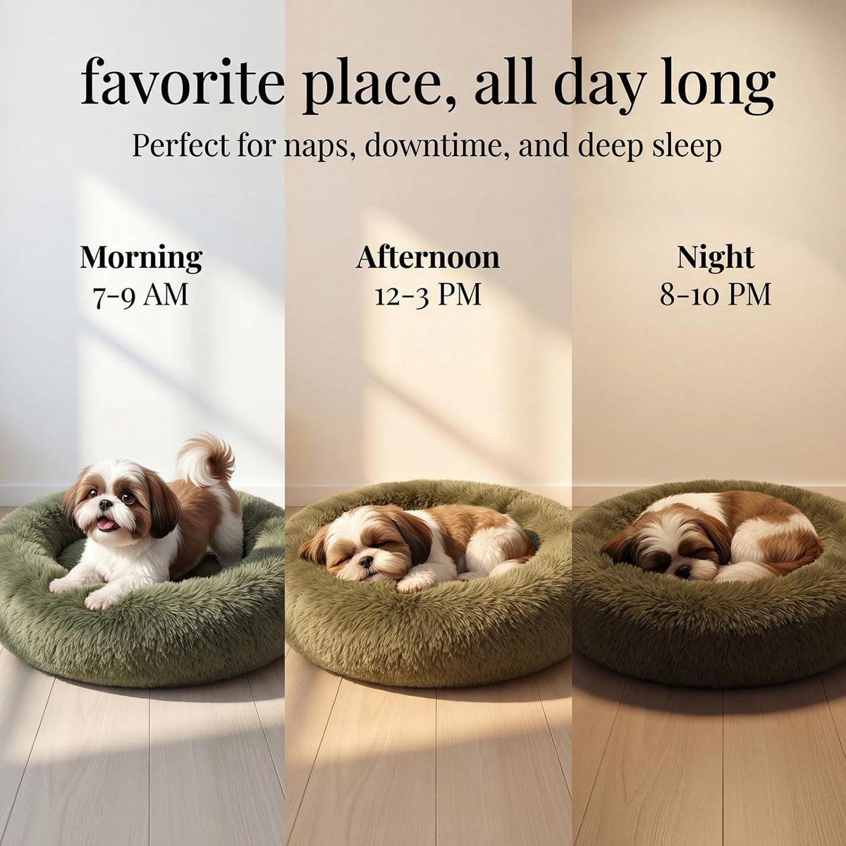 nononfish Soft Dog Bed for Small Dogs,Plush Round Calming Pet Bed