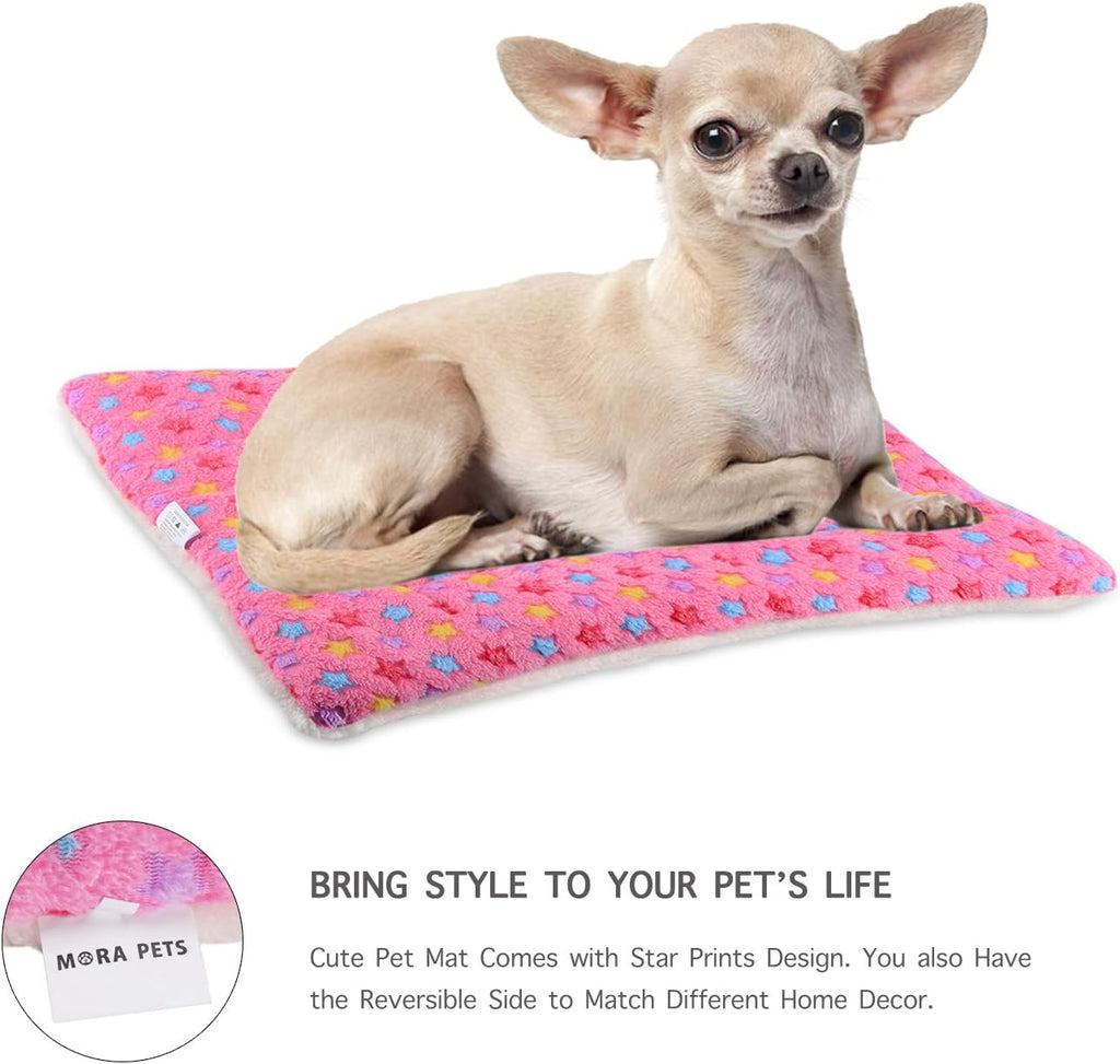 Mora Pets Dog Bed Crate Pad Ultra Soft Pet Mat Star Print 22 Inch Pink