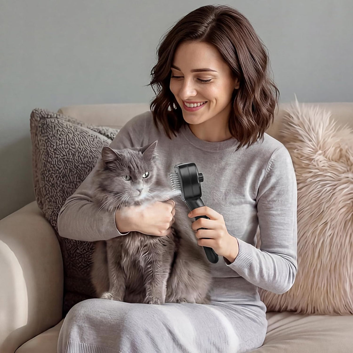 Pet Steam Brush, 3-in-1 Dog & Cat Grooming Comb for Pet Hair Removal