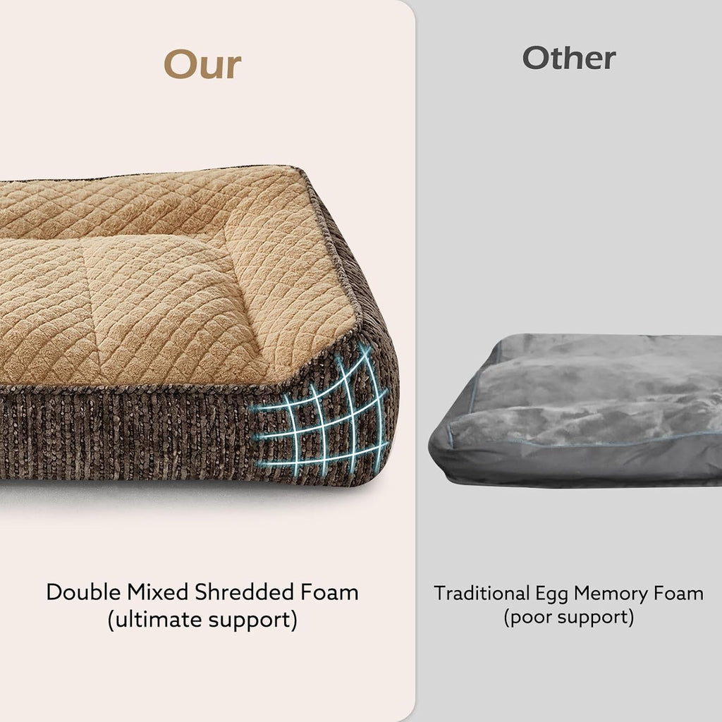 JOEJOY XL Orthopedic Dog Beds Large Sized Dog, Extra Thick Supportive Big Dogs Couch Bed with Sides, Ultra Soft Pet Bed Sofa for Large Dogs, Brown, 38''x28''