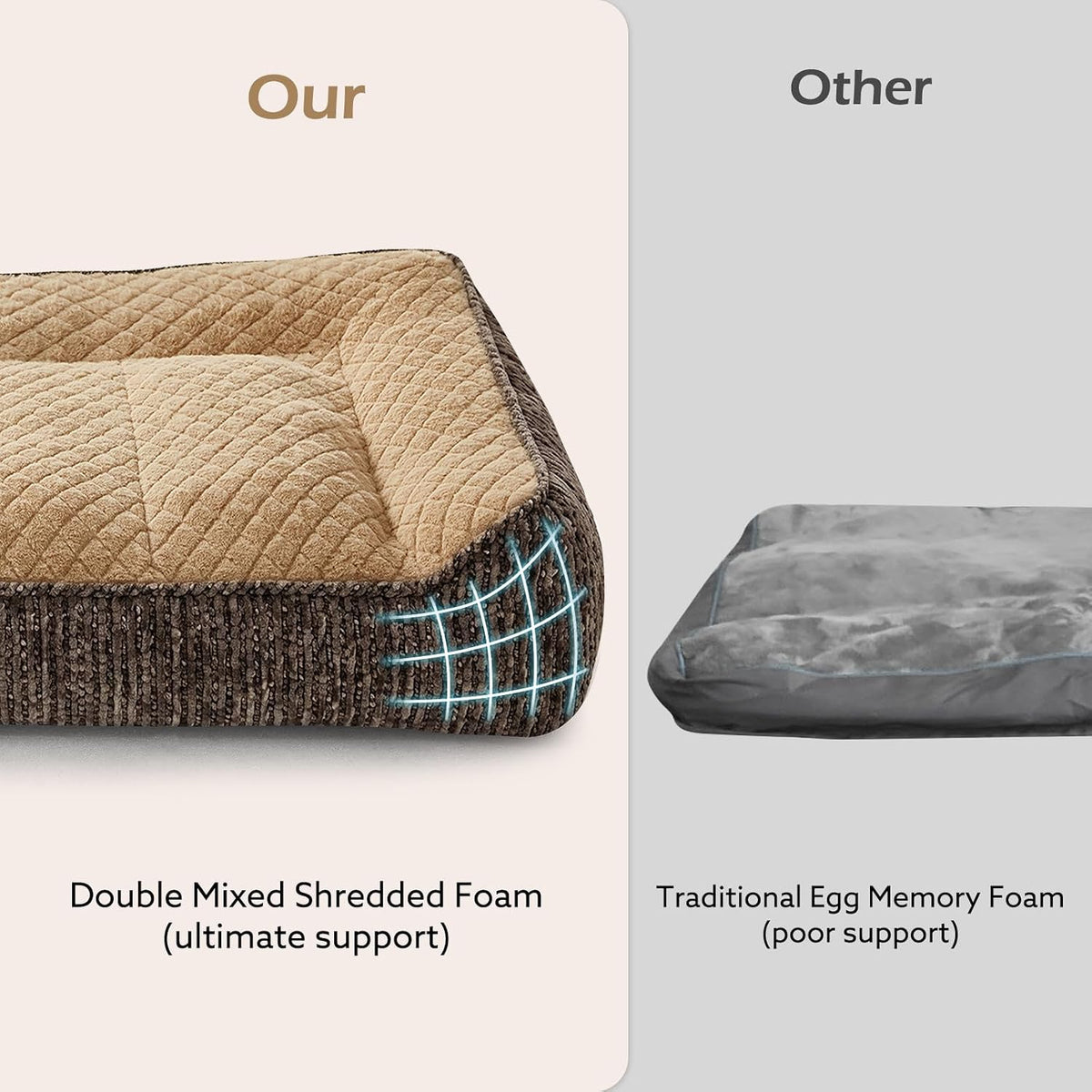 JOEJOY XL Orthopedic Dog Beds Large Sized Dog, Extra Thick Supportive Big Dogs Couch Bed with Sides, Ultra Soft Pet Bed Sofa for Large Dogs, Brown, 38''x28''