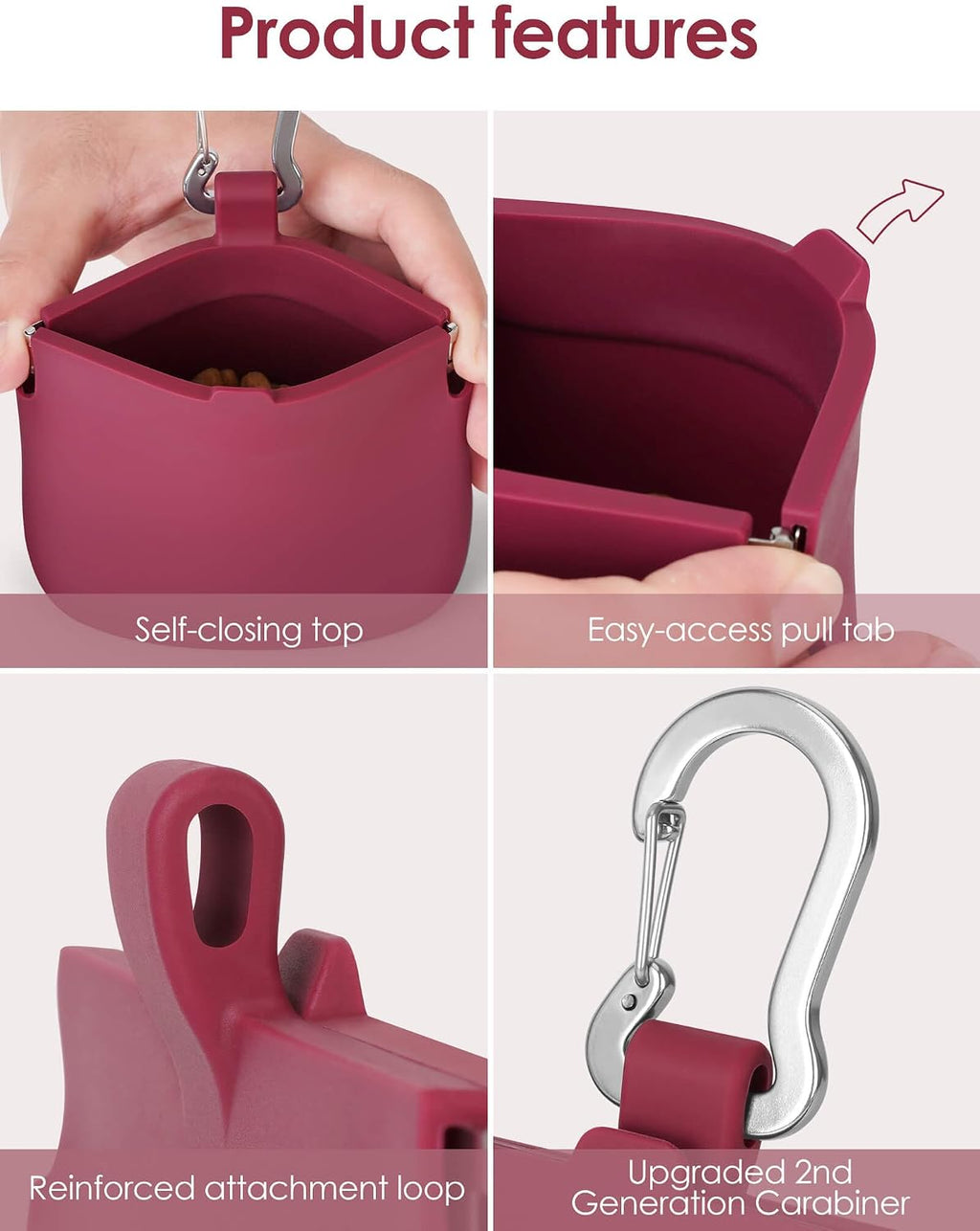 1 Cup Silicone Dog Training Treat Pouch (Red)