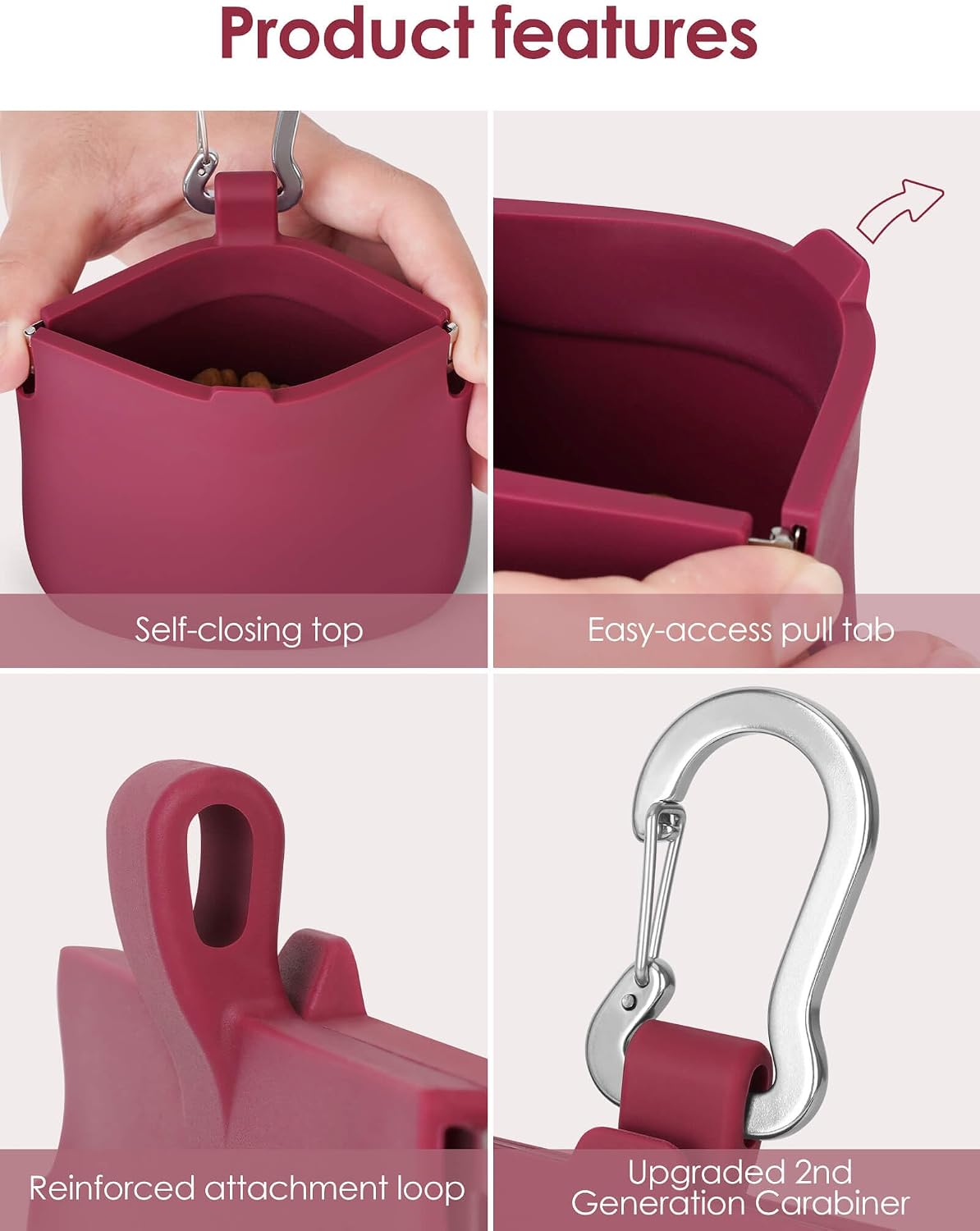 1 Cup Silicone Dog Training Treat Pouch (Red)