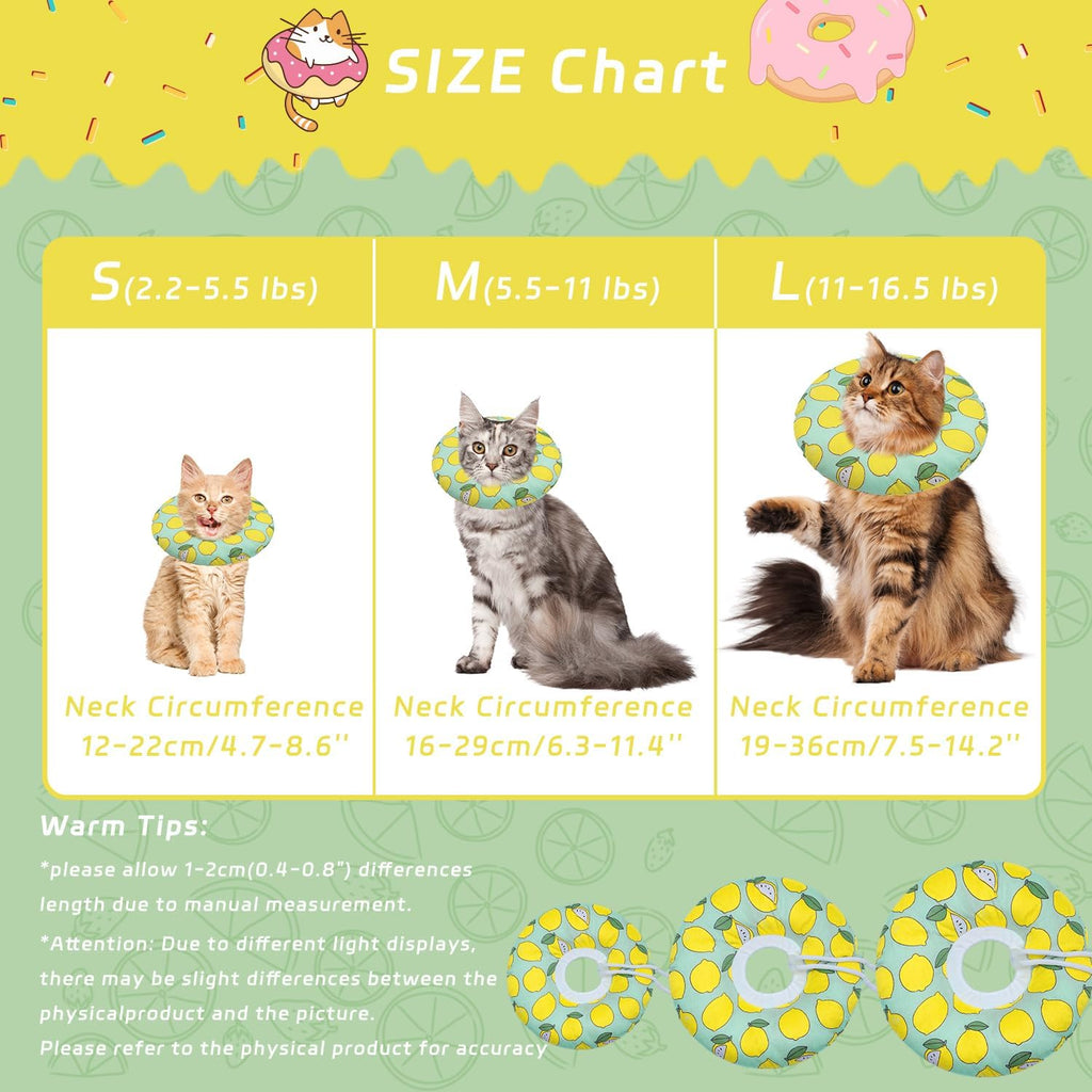 Seyezo Cat Cone Collar Soft, Adjustable Cat Recovery Collars, Green Lemon L
