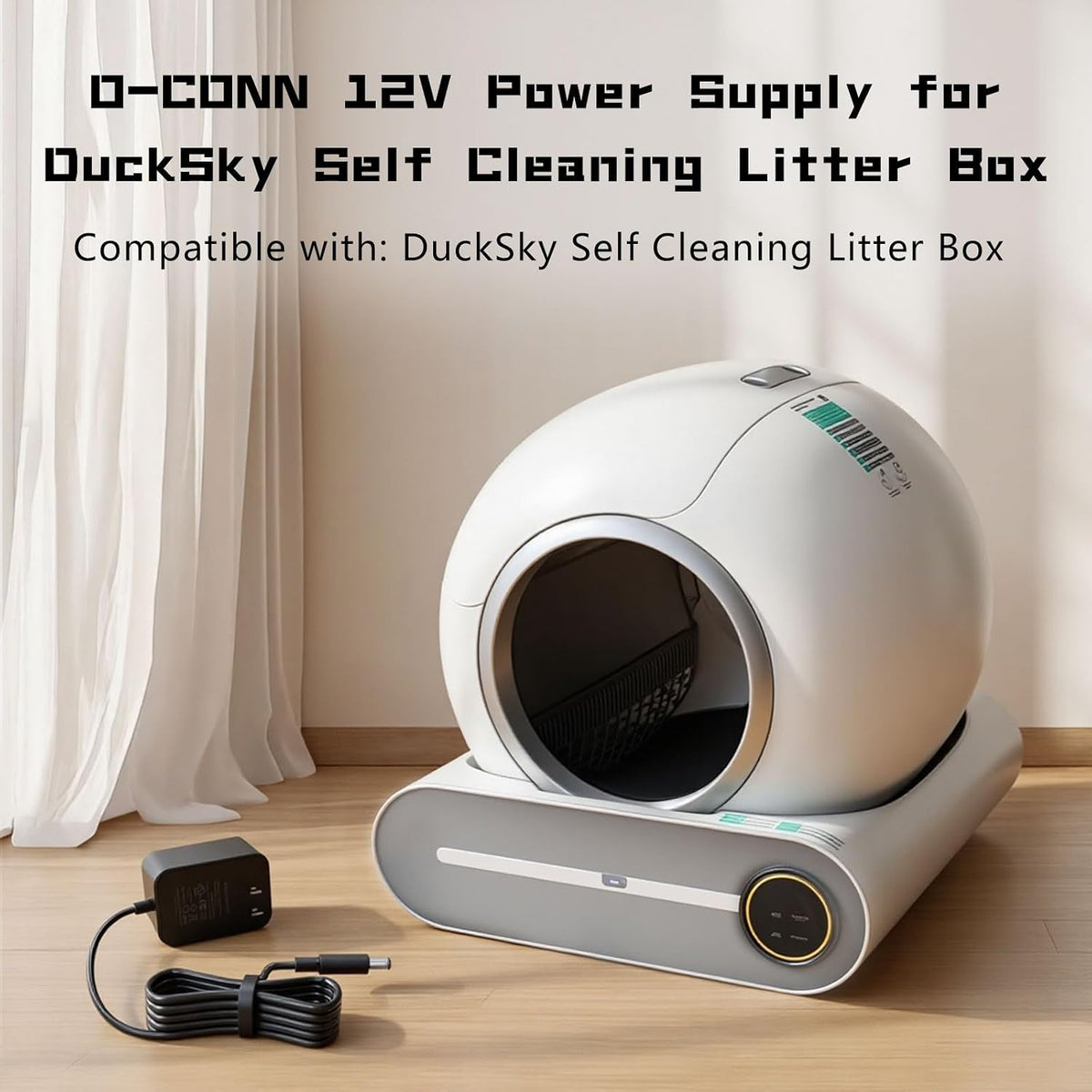 12V DC Power Supply, Replacement for DuckSky Self Cleaning Cat Litter Box, Litter Box Power Cord Compatible with DuckSky Self Cleaning Cat Litter Box