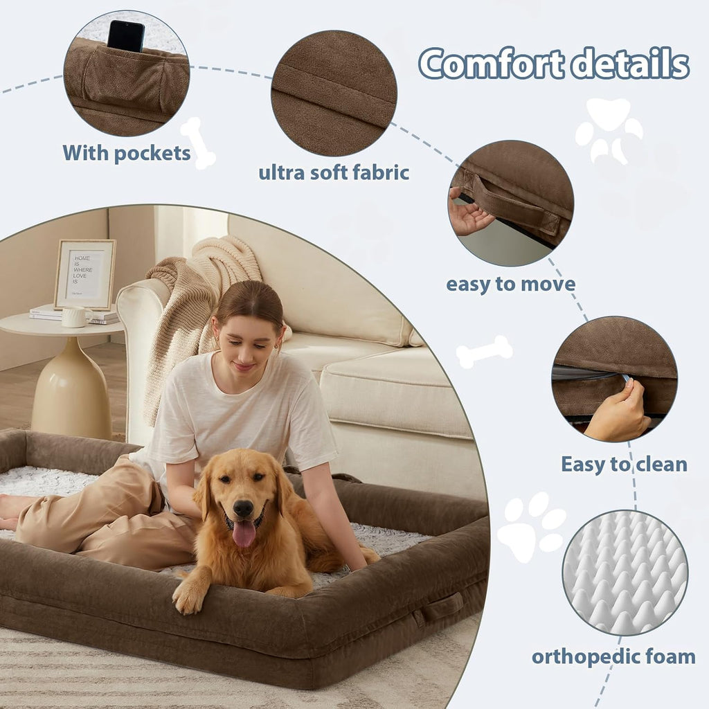 WNPETHOME Human Dog Bed Orthopedic for Adult & Dogs Comfy Sleeping