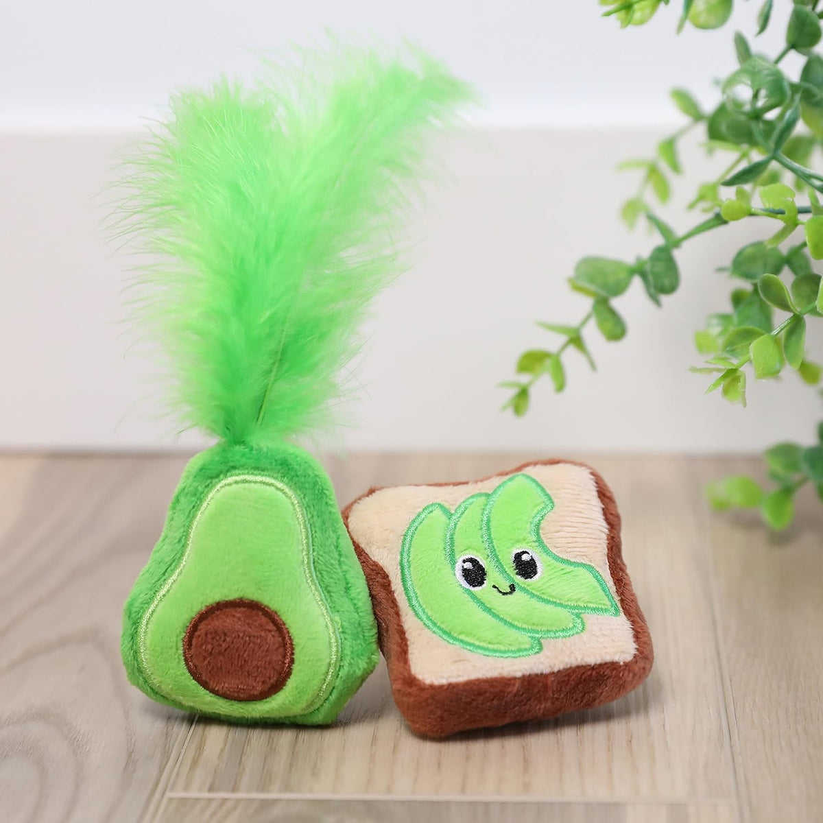 Quirky Kitty Avocado Toast Catnip Plush Cat Toy, Pack of 2, Soft and Safe