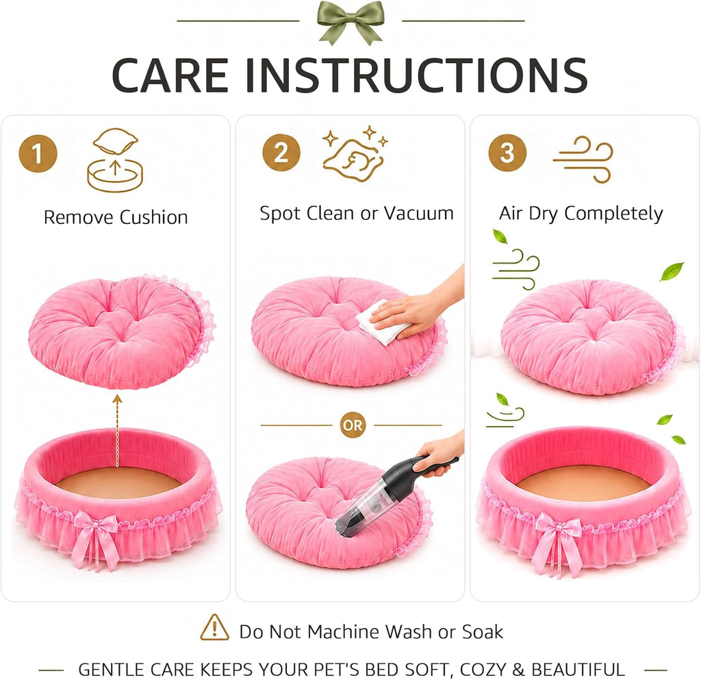 Pink Dog Bed Washable Princess Cat Couch Soft Plush Pet Sofa Nest Mat Snuggle Kitten Puppy Cave Beds Cute Cozy Kitten Doggy Kennel Cushion Small Medium Dogs Cats Sleeping Pad (L, Pink)