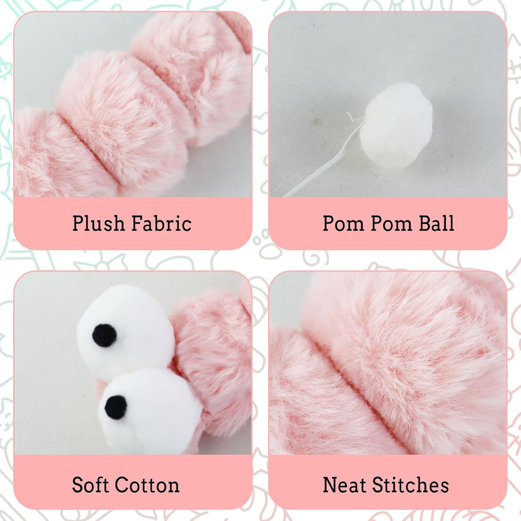 Andiker Catnip Toys for Cats, Cute Caterpillar Design Cat Pillar with Pompom Ball Cat Kicker Toy Containing Catnip Silvervine Galls Fruit Interactive Cat Toys for Indoor Cats (Pink)