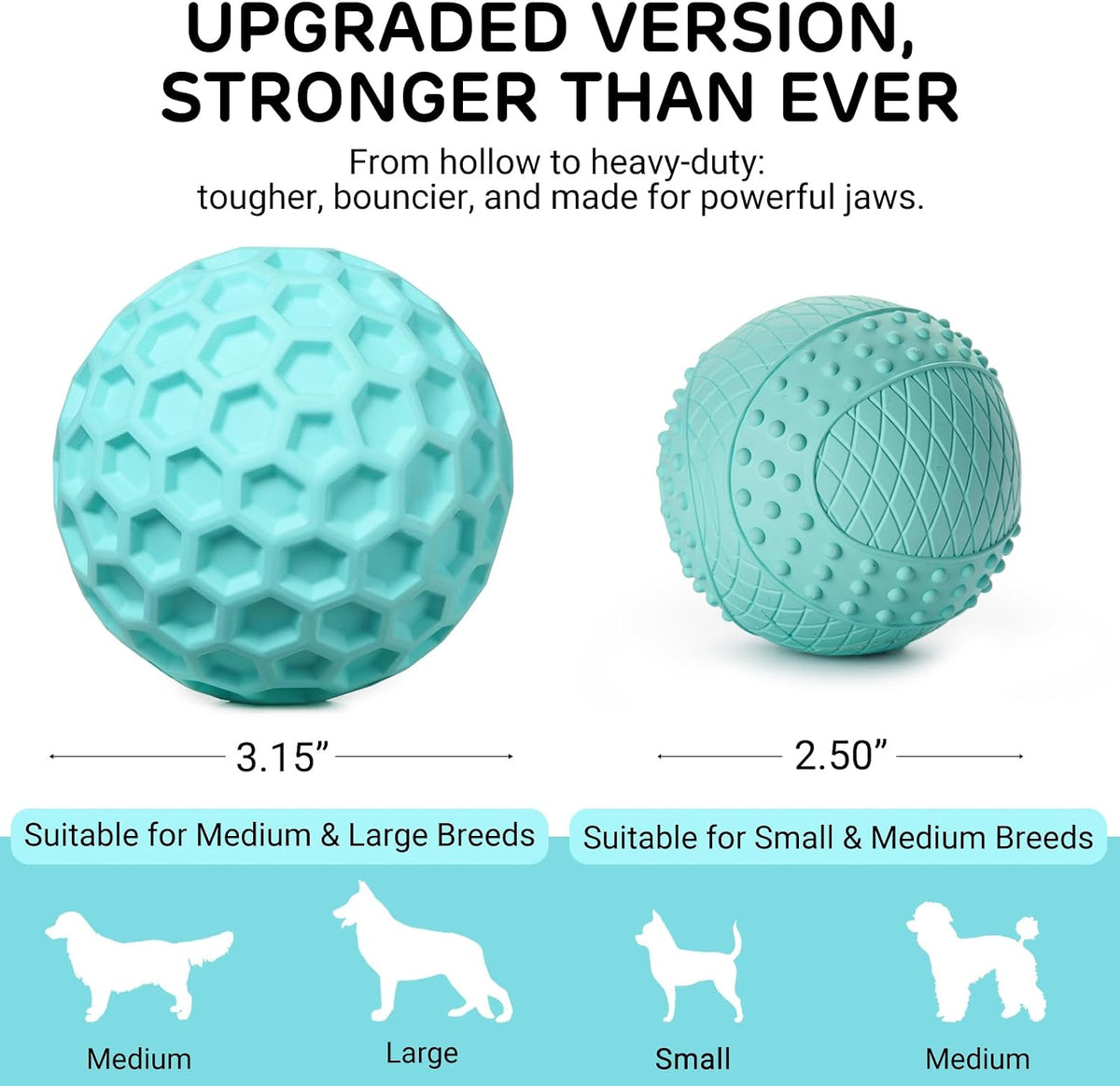iPettie 4 Pack Honeycomb Dog Toys for Aggressive Chewers, Squeaky Chew Toys | Safe Rubber for Interactive Play, Tough Floating Chew Toy for Medium & Large Breeds, 3.15"