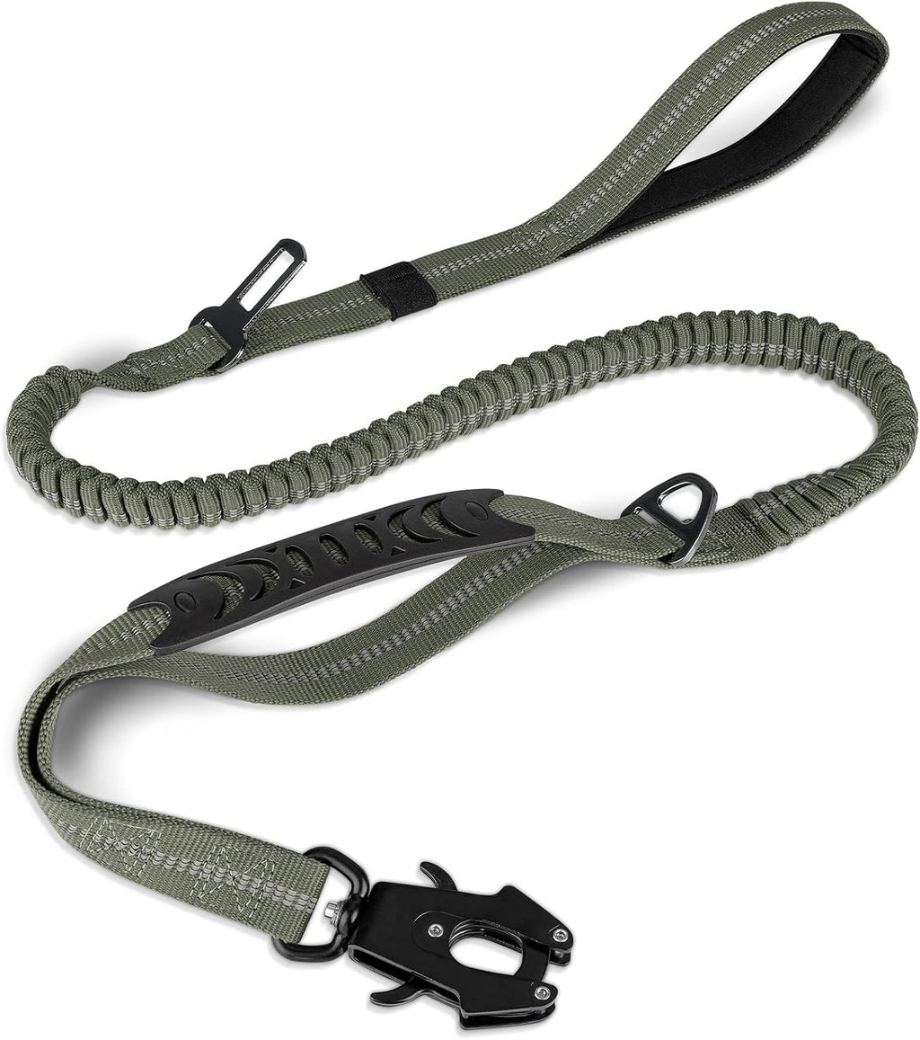 Joytale Tactical Bungee Dog Leash, Shock Absorbing No Pull, Army Green