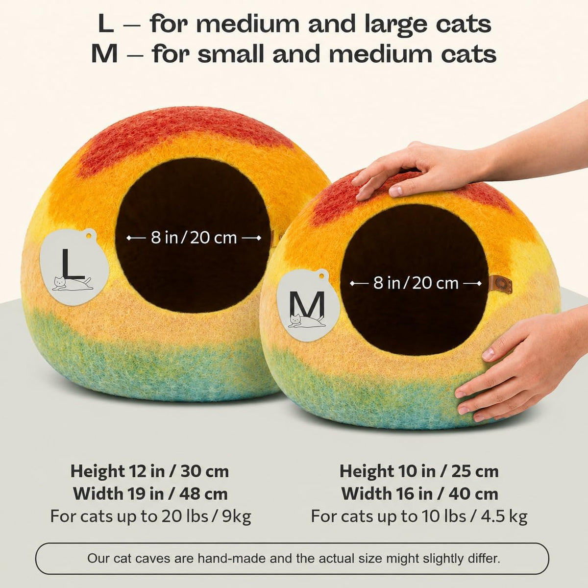 MEOWFIA Cat Cave - New Zealand Wool Bed for Indoor Cats (Tucson Sunset)