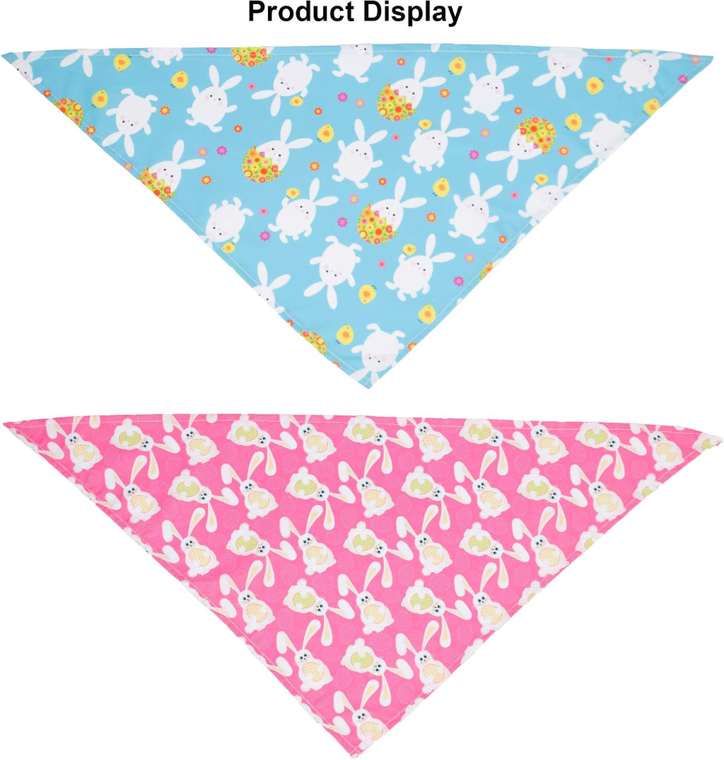 ADOGGYGO 4 Pack Easter Dog Bandana Triangle Dog Scarf Rabbit Easter Egg Pattern Pet Bandana for Medium Large Dogs Pets (Large)