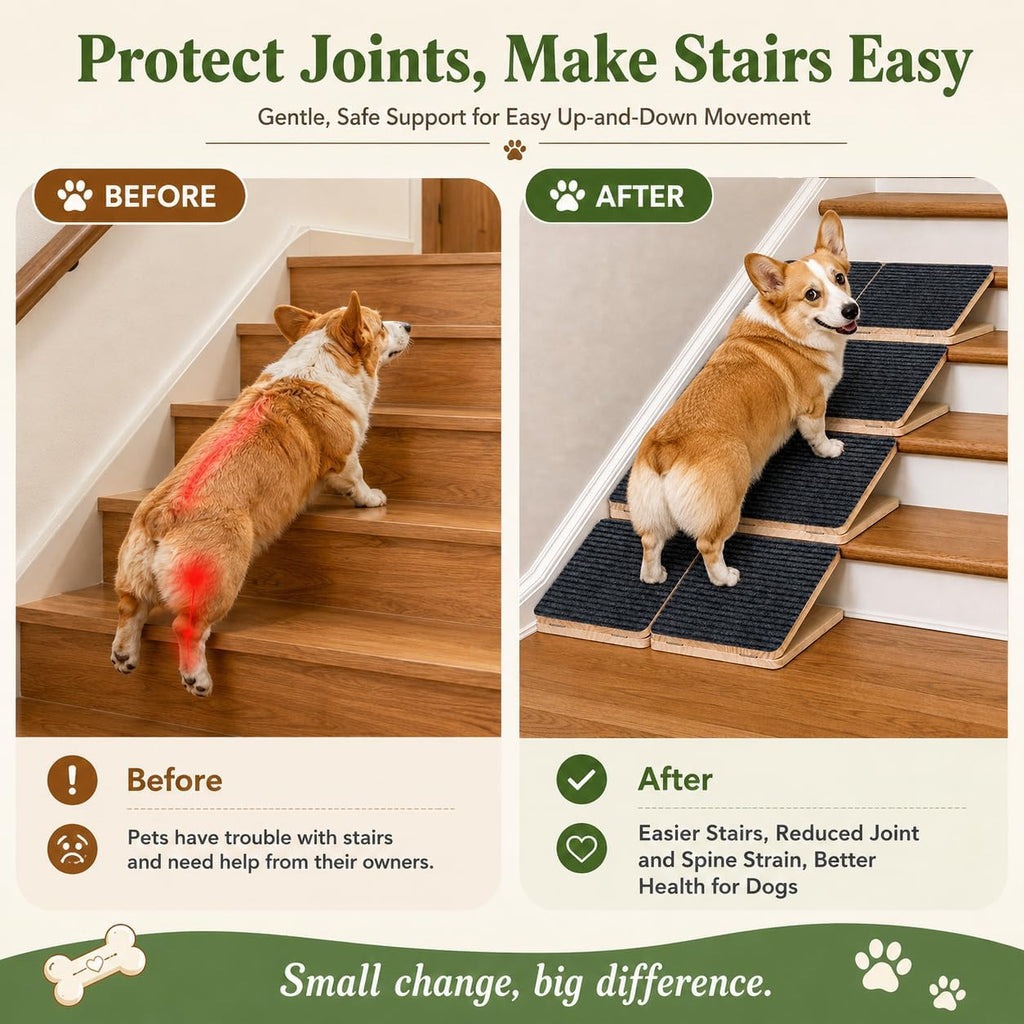 Dog Ramp for Stairs, Foldable Stair Wedges Assist for Small Dogs, 8 Pack