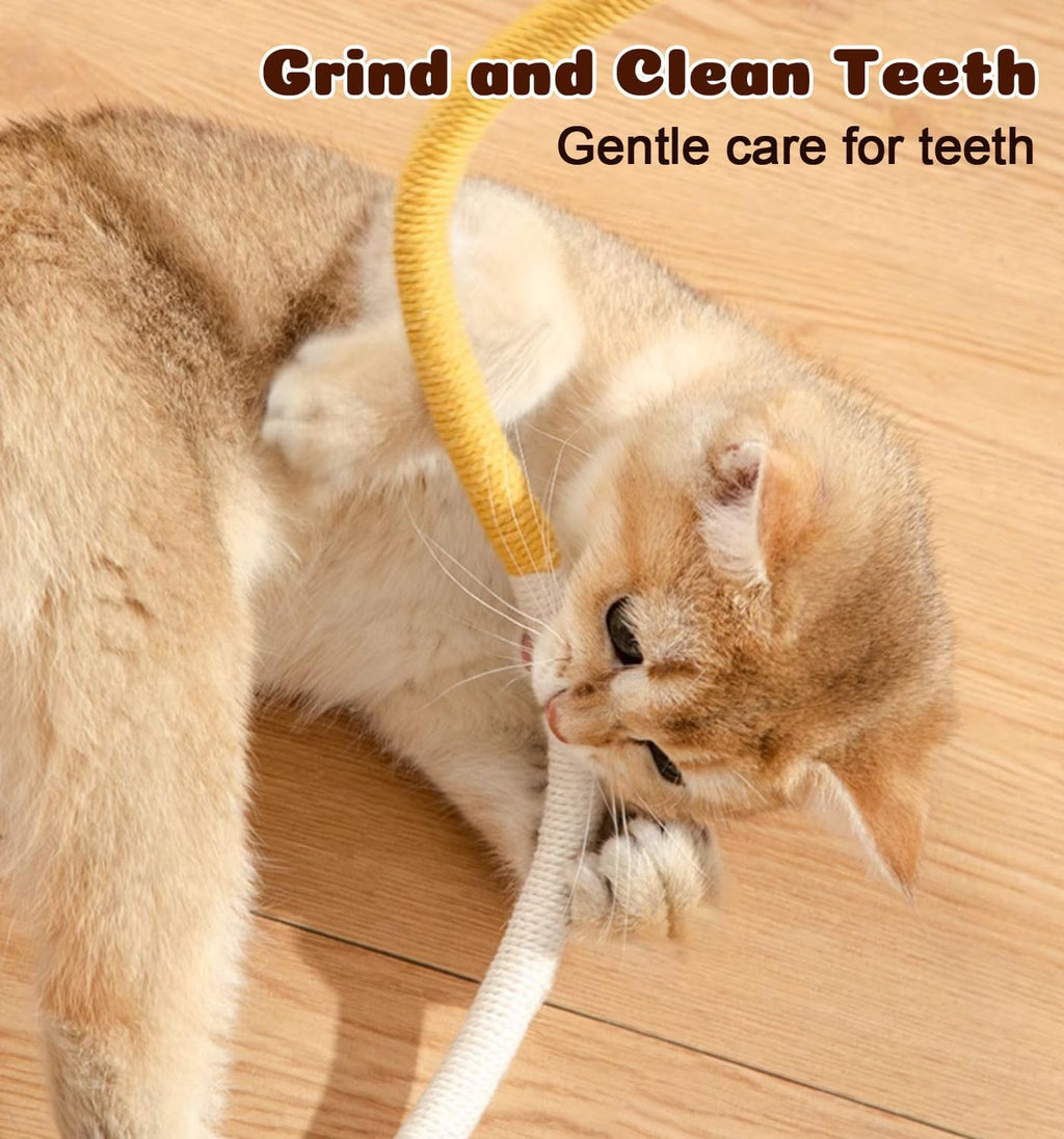 Cat Chew Ropes 4Pcs, Safe Cat Chew Toys for Indoor Cats with Catnip | with Gall Fruit,Safe Teeth Cleaning Chew Toys,Interactive Kitten Nip toys for All Breeds,19.5 inches,Boredom Buster
