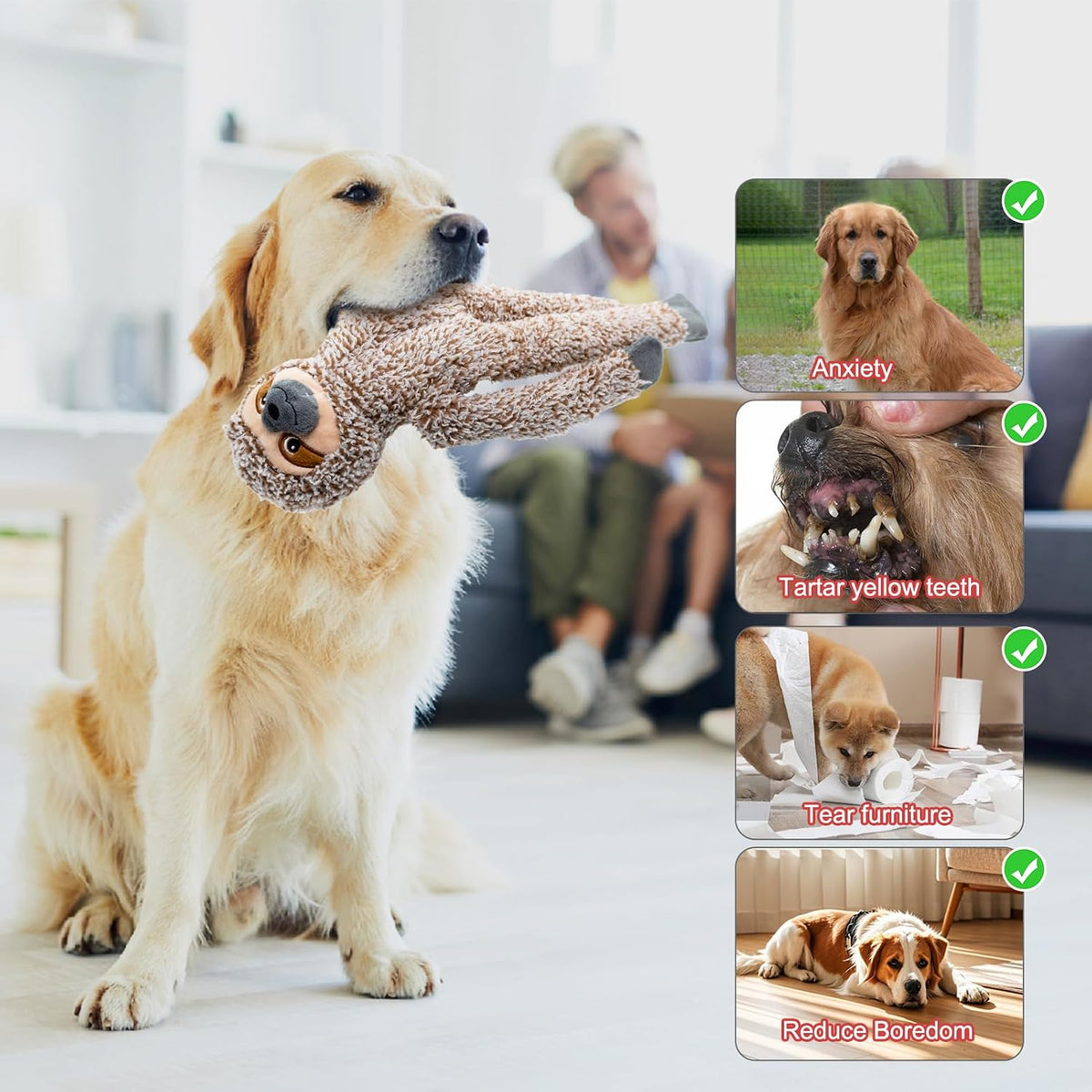 3pack No Stuffing Dog Toys for Large Dogs, Plush Teething Toys to Keep Them Busy, Squeaky Crinkle Interactive Toys, Cute Funny Dogs Animals Gifts for Small Medium Large Breed (Rabbit Koala Shuse)