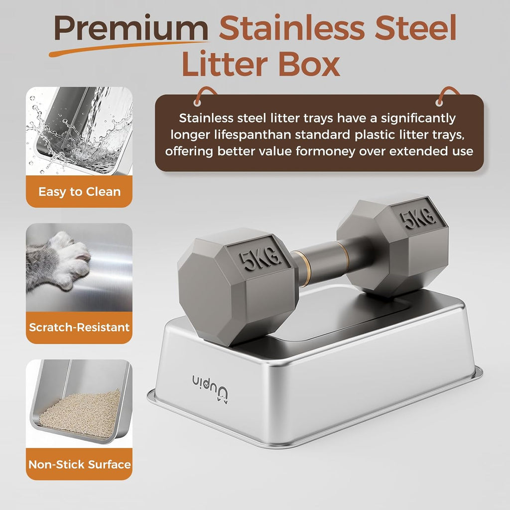2 Pack Stainless Steel Litter Box - XXL Cat Litter Box
