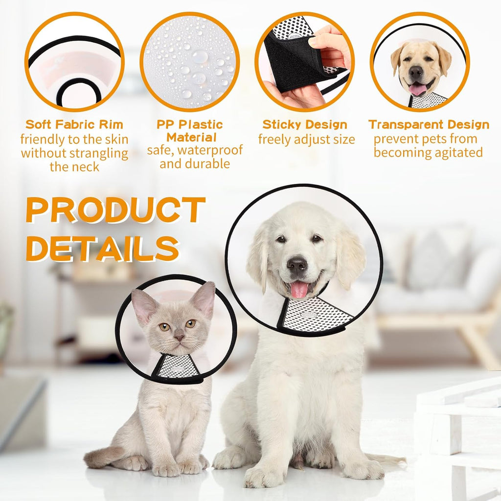 Paterr 9 Pcs Soft Dog Cone Collar Adjustable Protective Set, Black Border