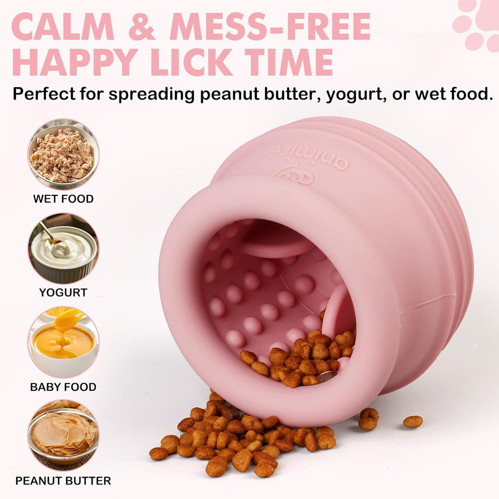 Treat Dispensing Dog Toy, Long-Lasting Interactive Puzzle Toys for Dogs, Stuffable Dog Enrichment Frozen Lick Treat Toy for Boredom, BPA Free Silicone Fetch Catch Chew Toy (Pink,M)