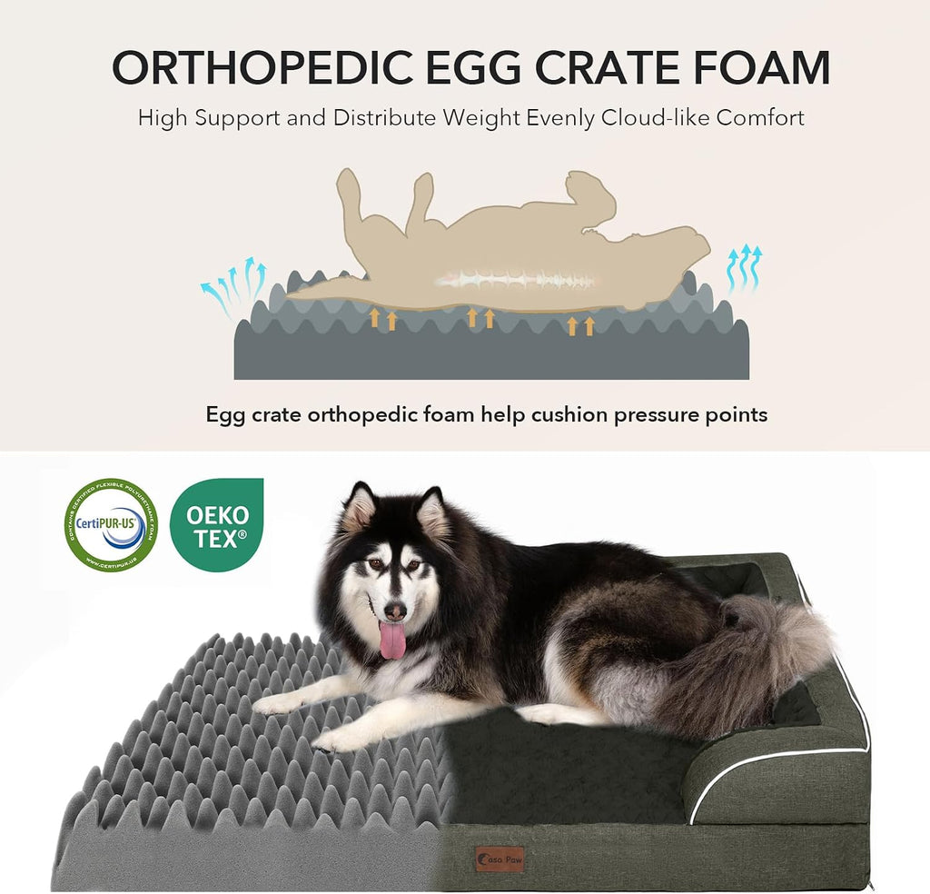 Orthopedic Dog Bed for Extra Large Dogs, 53x42in, Dark Green