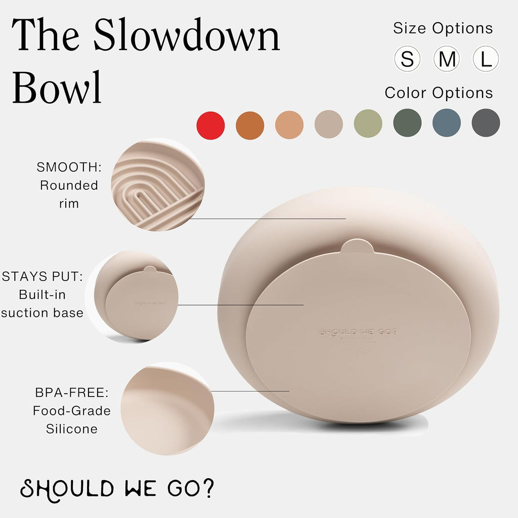 Slow Feeder Dog Bowl - Silicone Dog Bowl, Medium, 7.5" x 1.5" - Cherry