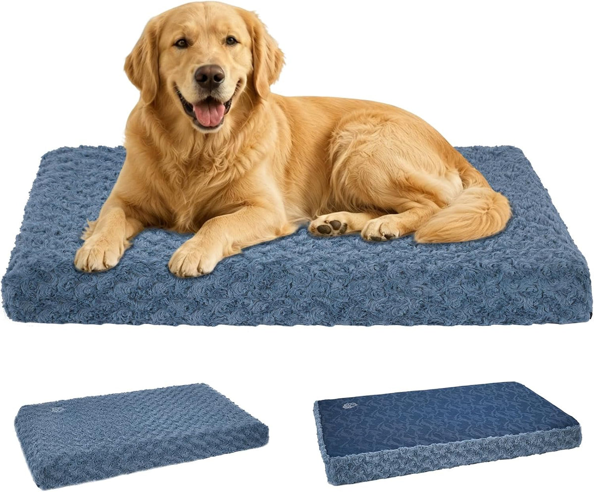 EMPSIGN Dog Bed Mat Crate Pad Mattress, Ultra Soft Pet Kennel, Navy, XXL