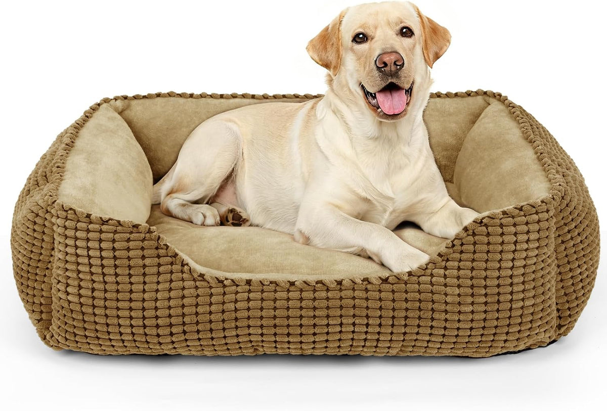 MIXJOY X-Large Dog Bed for Large, Medium, Small Dogs - Rectangle, Washable, Orthopedic, Soft Calming Sleeping Puppy Bed - Durable Pet Cuddler with Anti-Slip Bottom - XL (35"x25"x9")