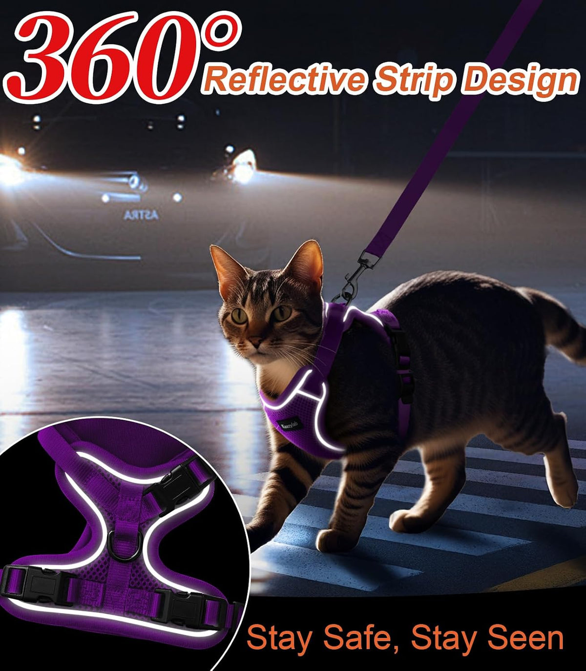 Cat Harness and Leash for Walking Escape Proof Soft Adjustable Cat Leash