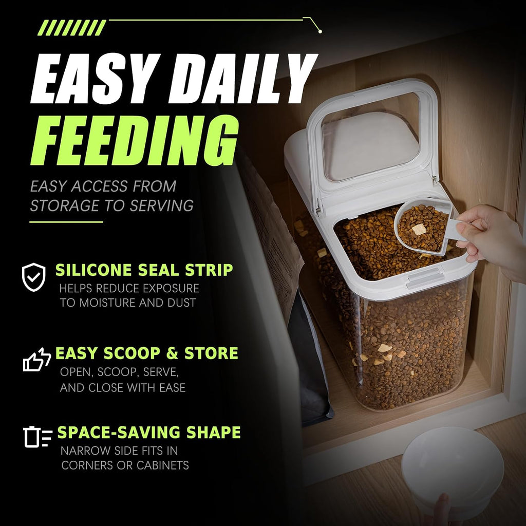LivLab Mker Dog Food Storage Container 10 Lbs | Pet Food Storage Containers With Lids & Scooper BPA Free Airtight Storage Containers Store Dry Food For Kitchen Pantry
