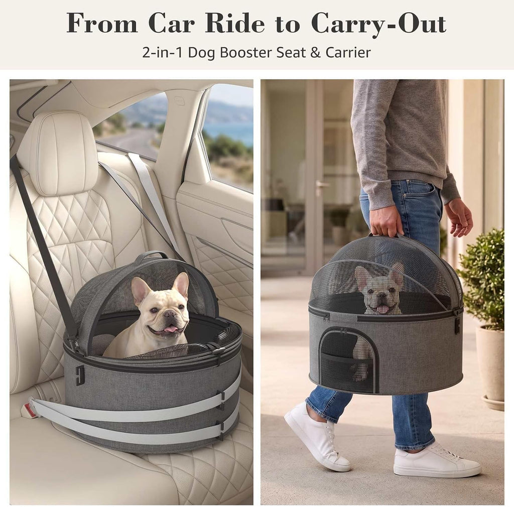 Crash-Tested Pet Car Seat for Cats & Small Dogs, 3-in-1 Carrier & Bed