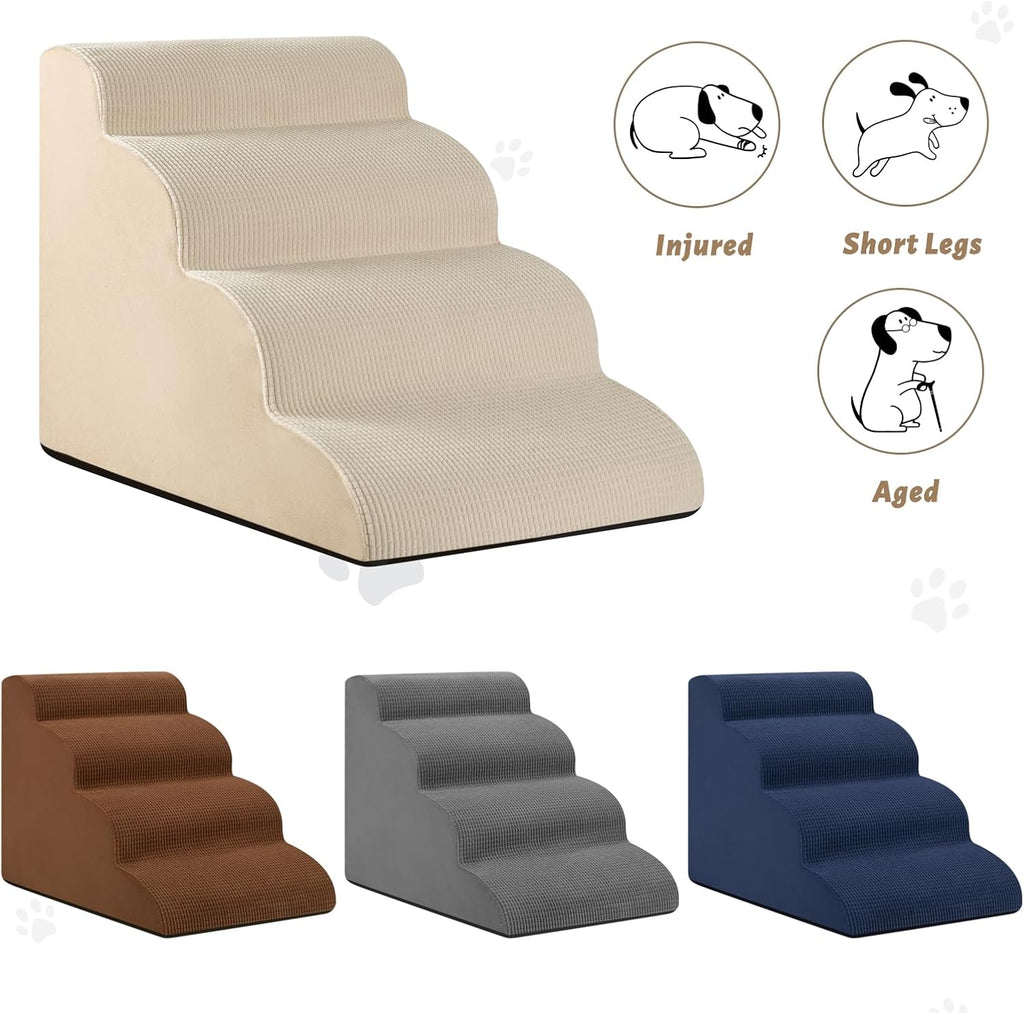 Aodisman Dog Steps for Bed or Couch,4-Step Pet Stairs Ramp for Small Dogs