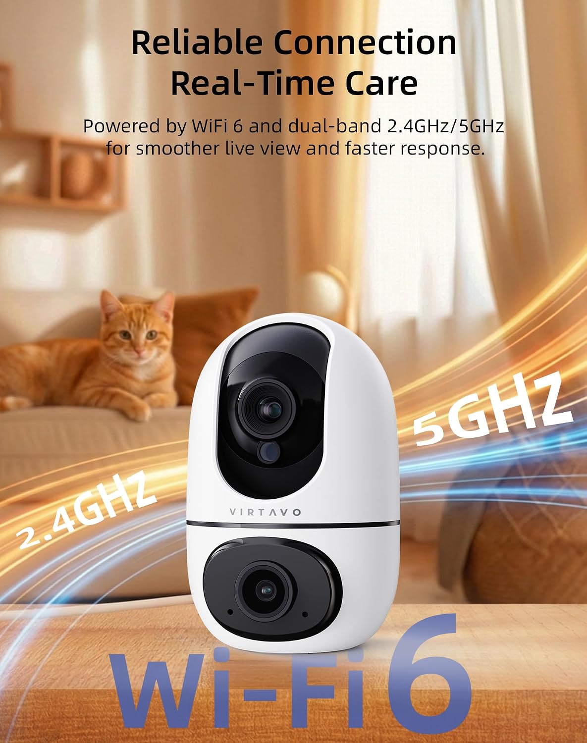 VIRTAVO AI Pet Camera Indoor with Phone App for Dog, Cat & Puppy, 2Pack