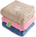 Luciphia 1 Pack 3 Calming Dog Blanket Fluffy Premium Fleece Pet Blankets Soft Sherpa Throw for Dogs Puppy Cat Beige/Pink/HazeBlue Small (23" x16")