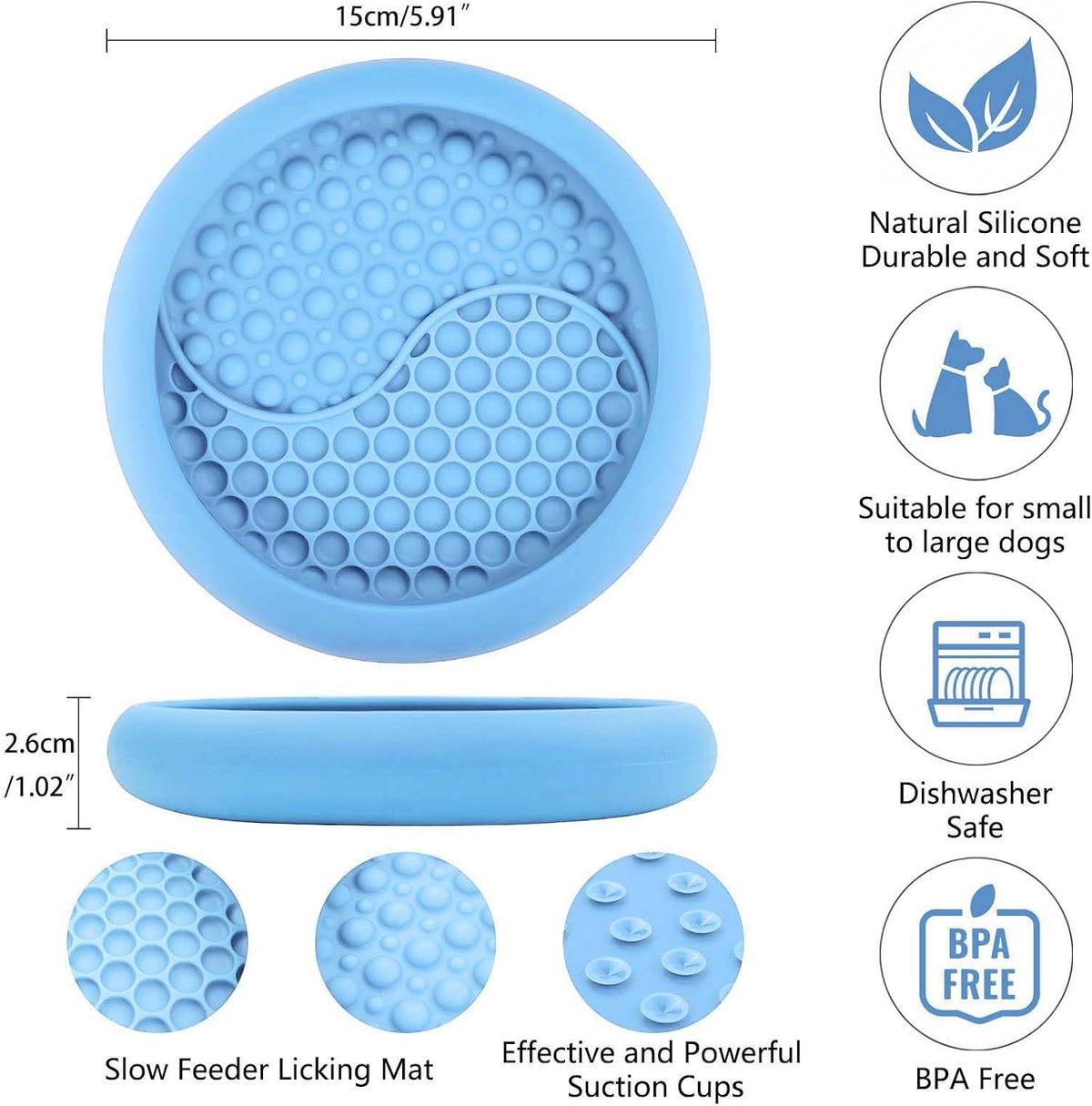 Dog Lick Bowl, Non-Slip Lick Mat Slow Feeder for Dogs & Cats