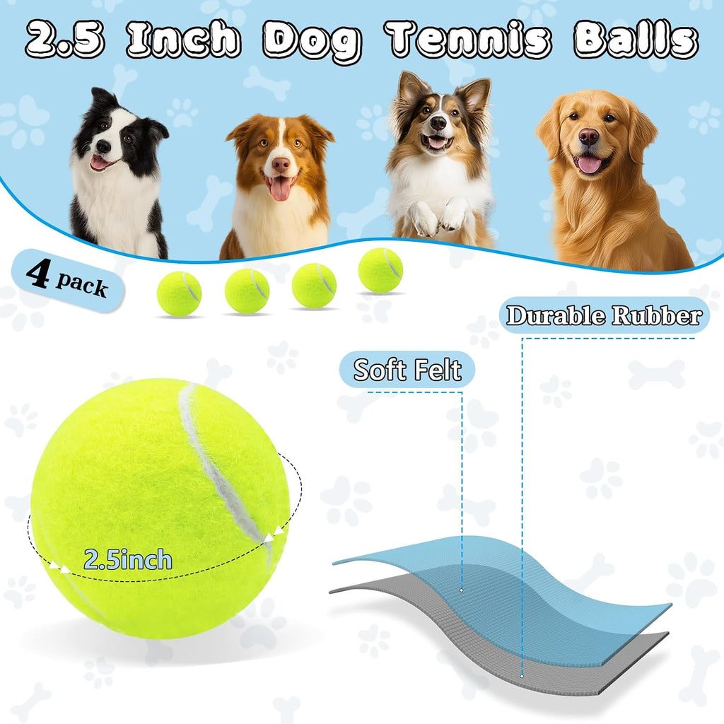 Magicorange Tennis Balls for Dogs,Colorful Easy Catching Dog Balls,4 Pack | Bright Yellow Dog Playing Balls, Easy to Spot And Fetch, Tennis-Style Pet Toy, with Mesh Bag for Training and Outdoor Fun