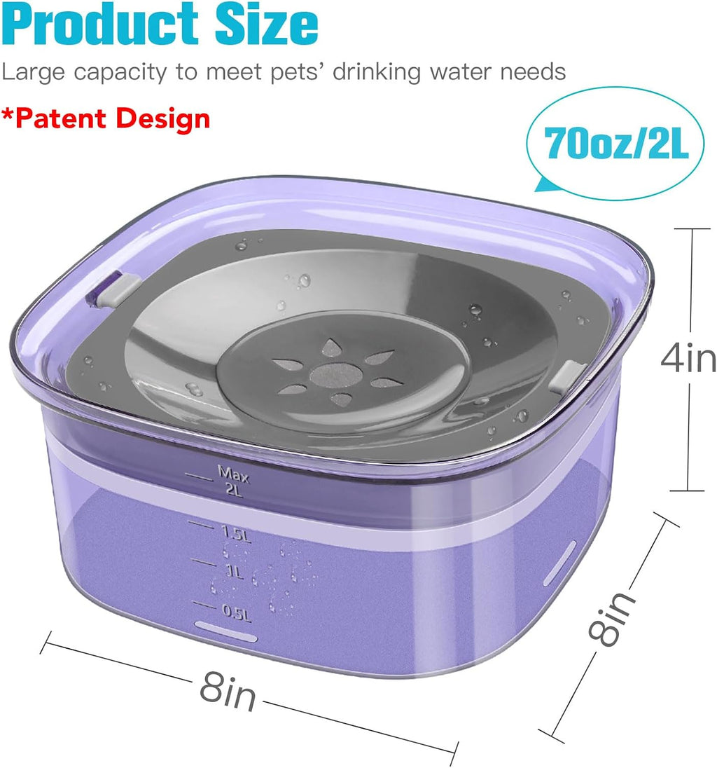 UPSKY 70oz Dog Water Bowl, No Spill Slow Drinking Feeder for Messy Drinker | Large Capacity, Spill Proof, Prevent Pet Prevents Choking, Anti-Slip, Visible Water Level, Suitable for Travel and Car Trips