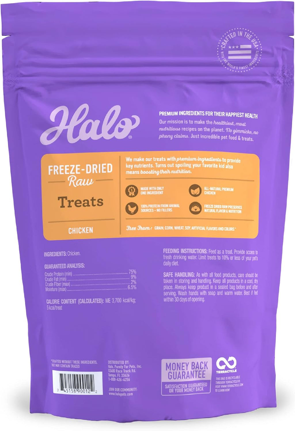 Halo Freeze-Dried Raw Dog Treats, Chicken Breast Recipe, 3.7 oz