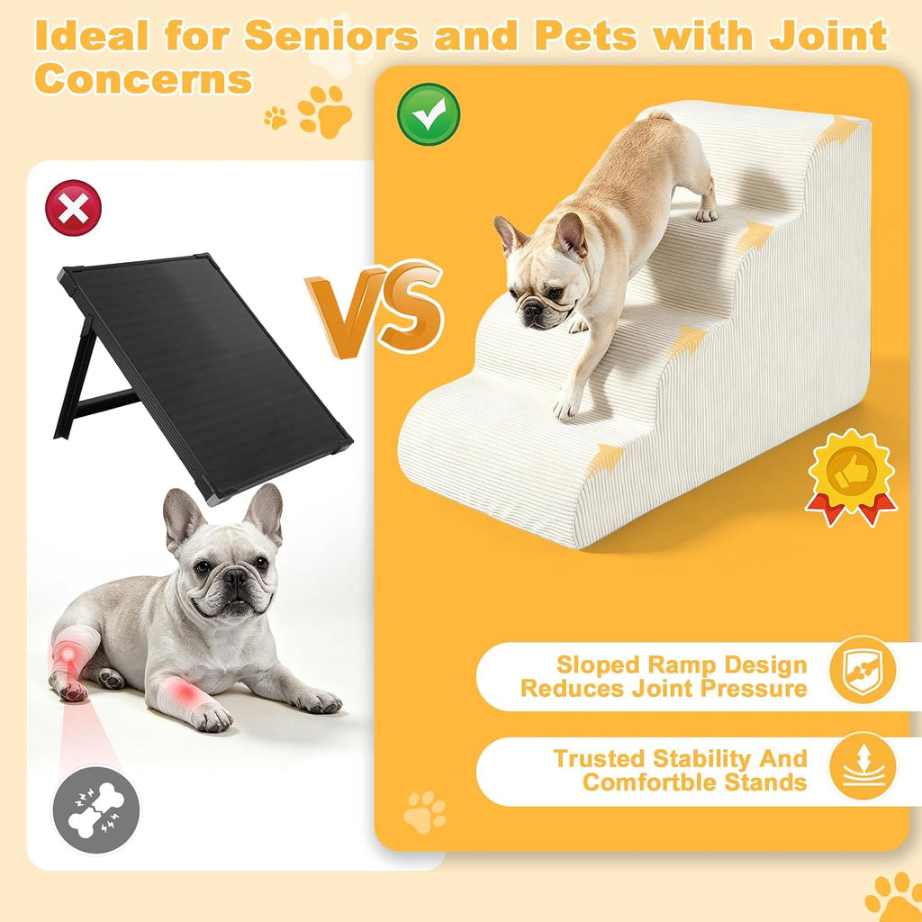 Dog Stairs for Bed & Couch - 18" H 4-Step Pet Steps for Small Dogs