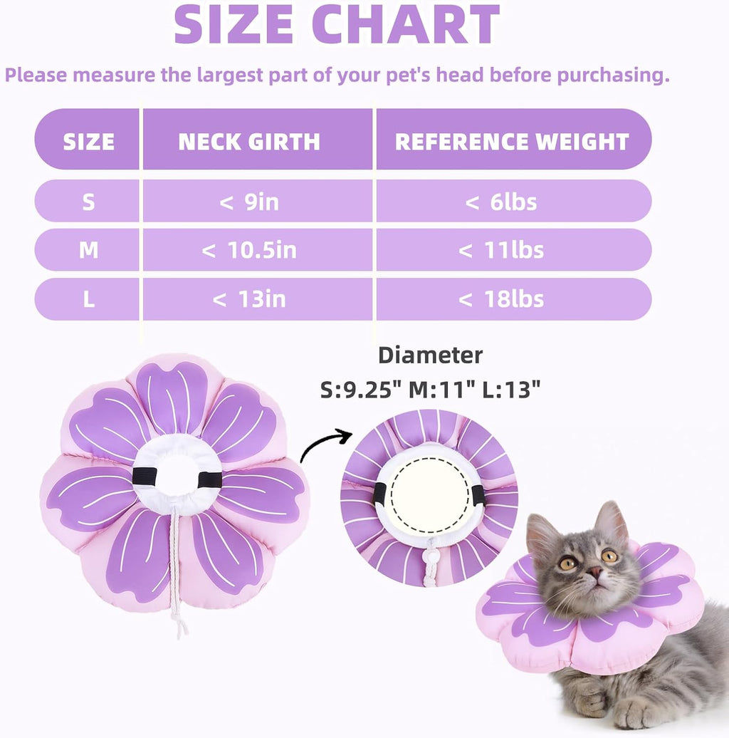 PUPTECK Cat Cone Collar, Soft Kitten Recovery Collar, Lightweight Anti-Bite Lick Elizabethan e Collar for Cats Puppy After Surgery, Purple M