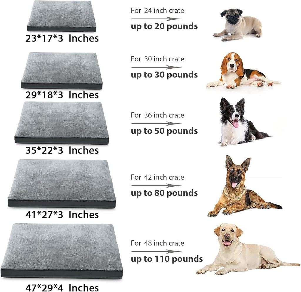 NUPIDA Large Plush Dog Bed for Crate with Washable Cover, 35x22, Grey