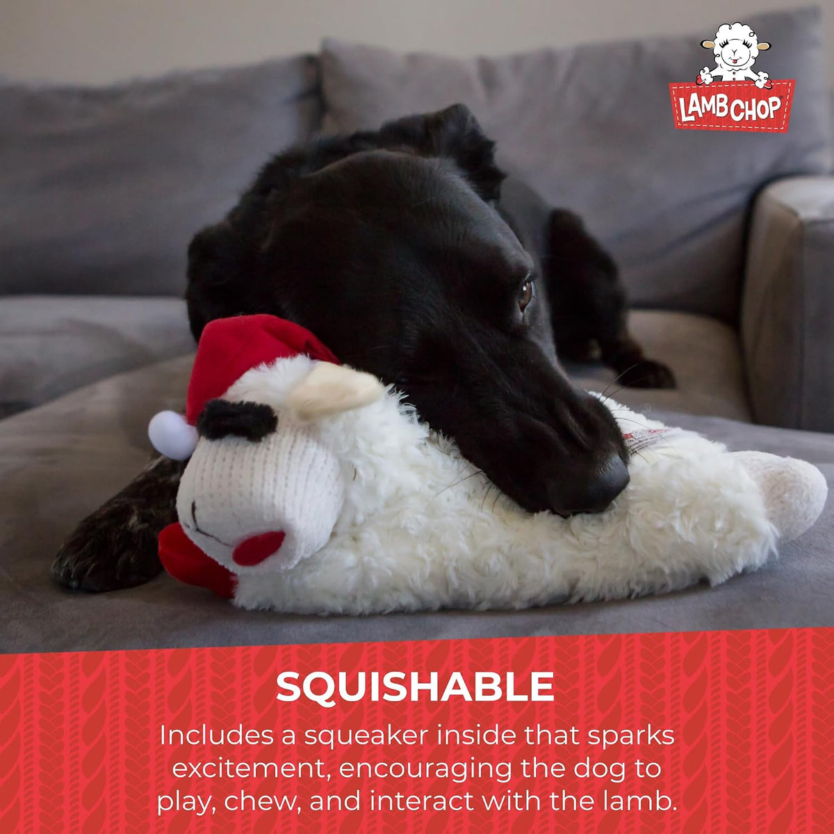 Multipet Lamb Chop Dog Plush Toy with Easter Bunny Ears
