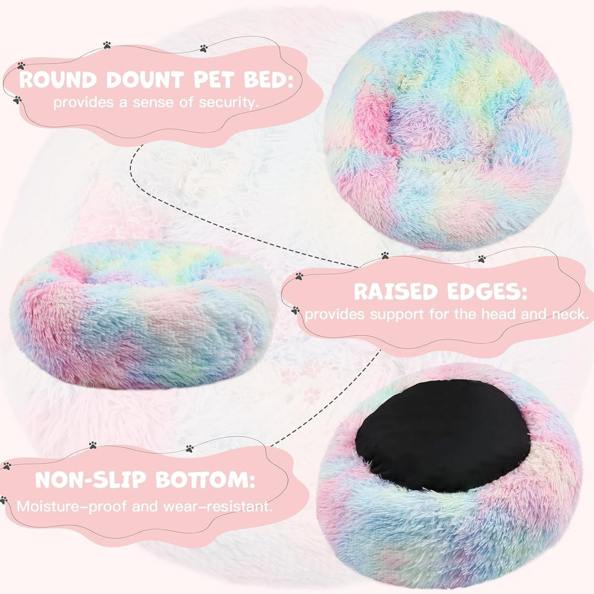 Himax Covered Small Dog Bed with Blanket Attached Calming Burrow Multicolor