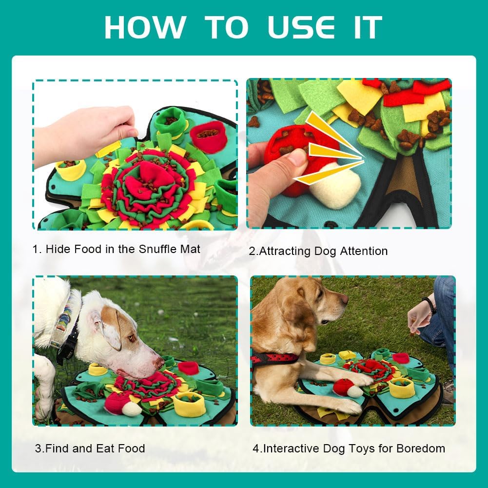 AWOOF Snuffle Mat for Dogs,19" x 19" Interactive Dog Puzzle Toys Encourages Natural Foraging Skills,Durable Dog Feeding Mat for Boredom and Mental Stimulation for Large, Medium and Small Dogs