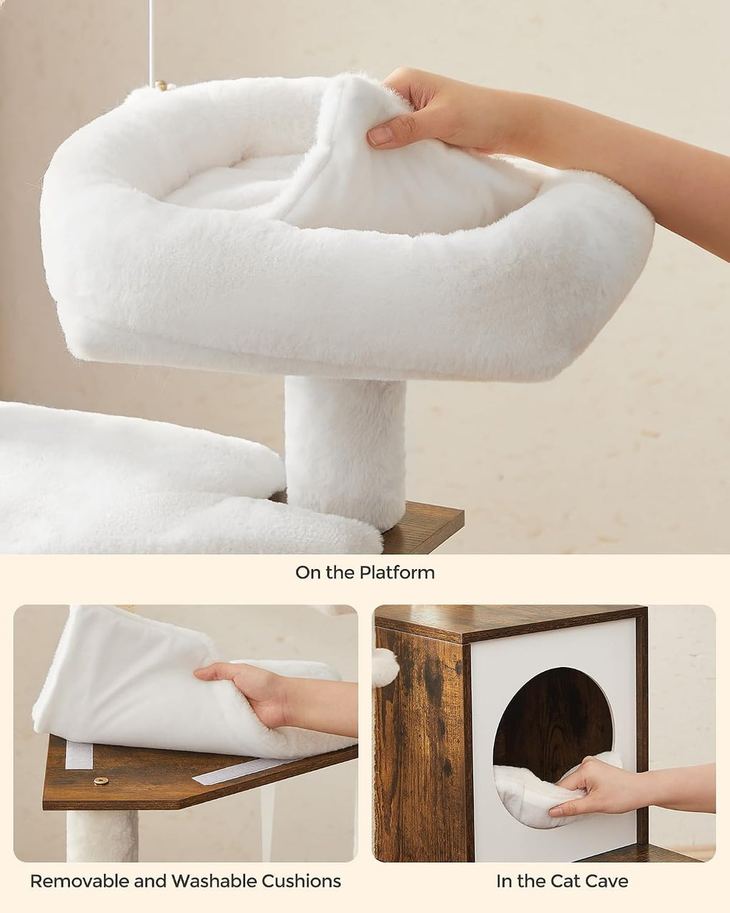 Feandrea Cat Tree with Litter Box Enclosure, 59-Inch, 2-in-1 Condo