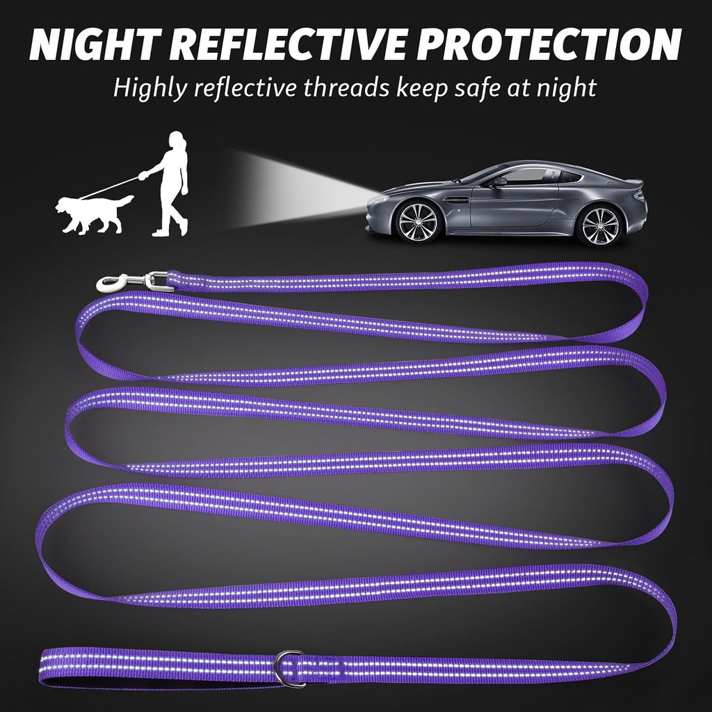 Long Dog Leash XiaZ Training Leashes 10/15/20/30/50/100ft Long Lead for Dogs 50ft Training Leash for Outside Purple 50 Foot Nylon Padded Handle Reflective Hiking Yard