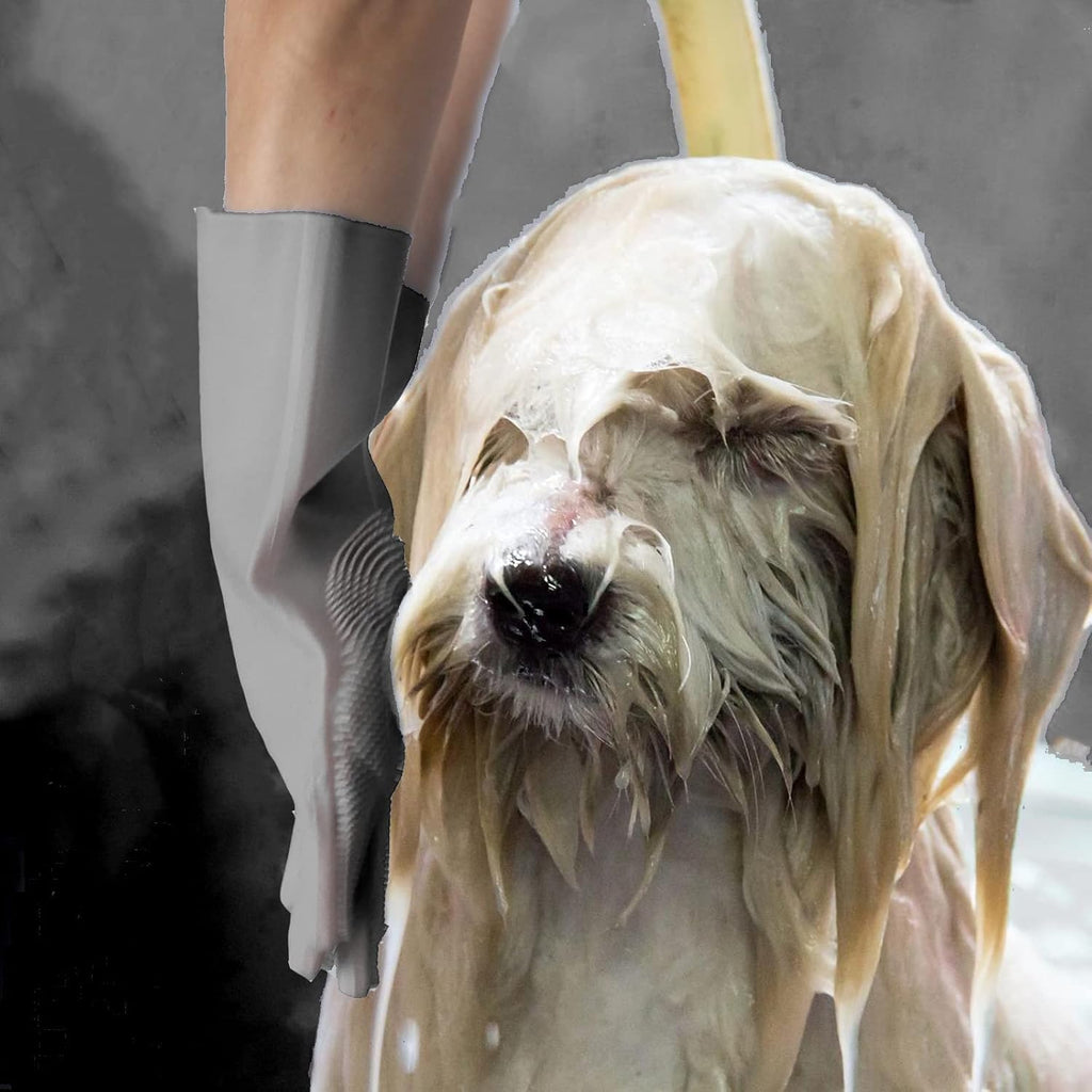 Silicone Pet Grooming Gloves Dog Washing Gloves for Bathing Massaging | 3,000 Soft Bristles, Non-slip & Extended Sleeves, Heat Resistant & Dishwasher Safe, For Cats and Dogs, Home/Car Cleaning