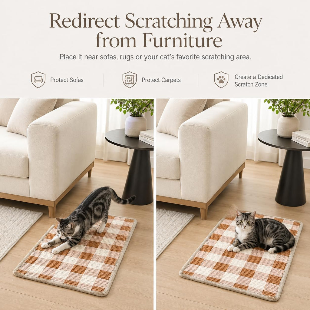 Cat Scratcher Mat, Natural Sisal Cat Scratch Pad for Cats